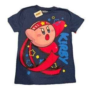 Kirby Unisex Graphic Tshirt Short Sleeve Blue XL (14-16) Nintendo Gamer Cute